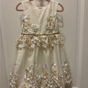 NWOT Laura Ashley London 2T Girls Formal Cream/Gold Floral Dress